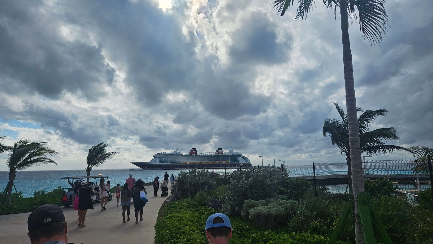 Disney Cruise ship docked at Castaway Cay